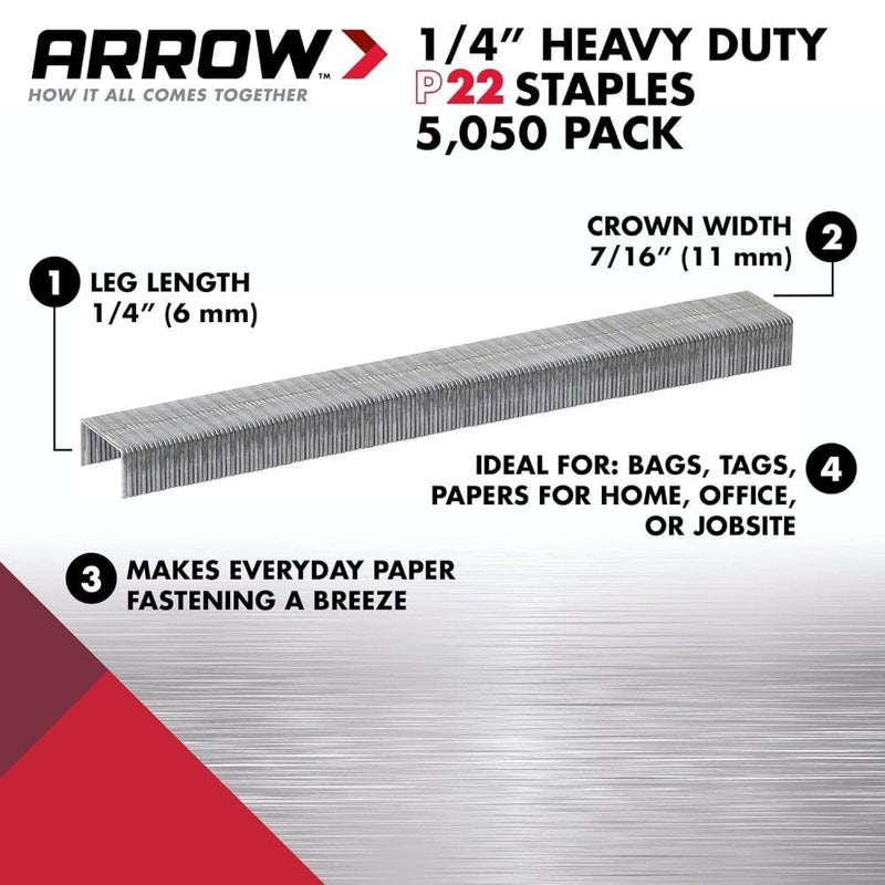 Arrow Fastener Arrow P22 Staples #224-1/4 Inch 6 mm for Staplers - Fastener Staples - 6-pack - 30,300 TOTAL STAPLES - Image 4